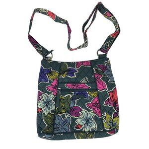 VERA BRADLEY ~ WOMENS TEAL FLORAL QUILTED HANDBAG PURSE 10 X 10"